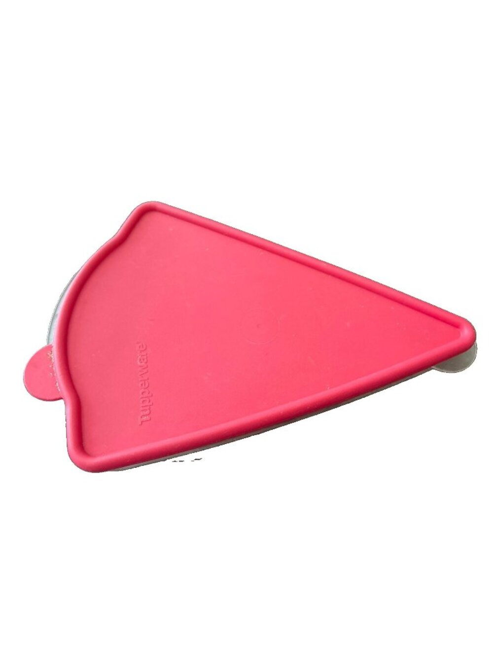 Tupperware Vintage Frosted Single Pie Slice Keeper 10” x 6”w with Red Lid